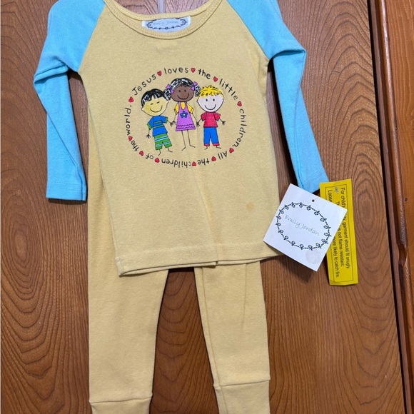 Children's Pajama Set with Blue Sleeves - Picture 1 of 4